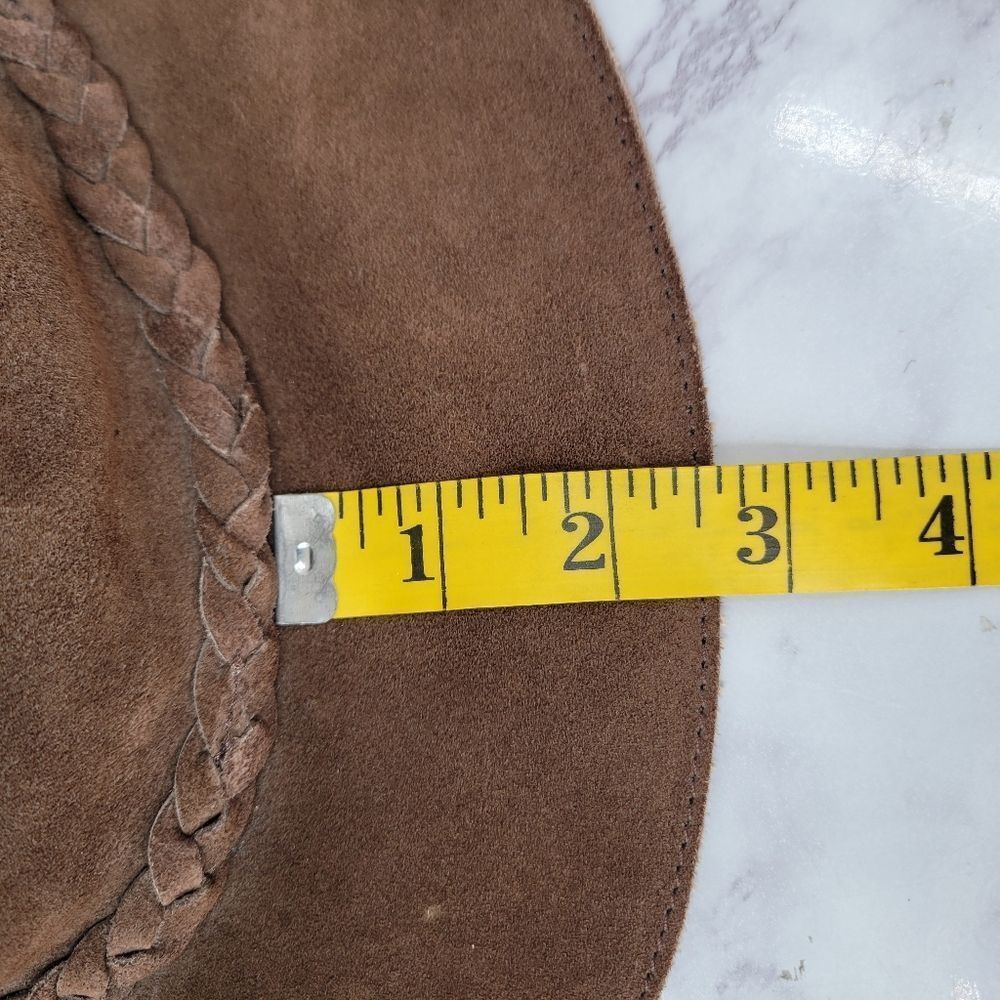 Banana Republic Brown Leather Safari Wide Brim Hat Vintage Y2K Walkabout Western - Picture 8 of 12